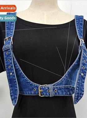 Korea fashion simple retro take outside cowboy extra wide wa