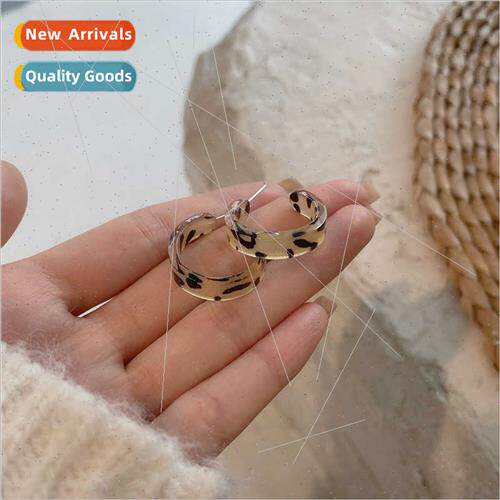 s925 silver needle fall winter acetic acid leopard C-ring fe