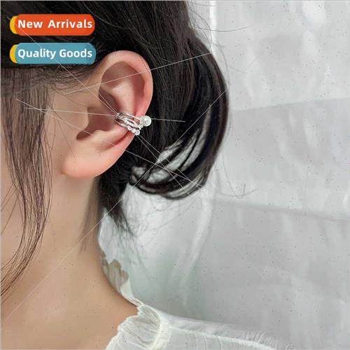 Multi-layer cross ear clips French retro exquise set zirconi