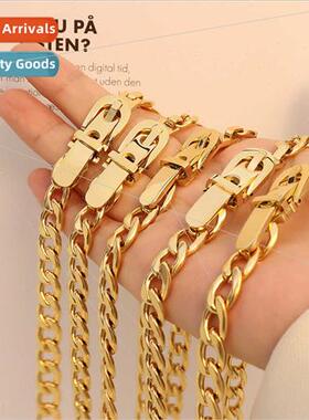 Europe strap buckle bracelet women tanium steel gold necklac