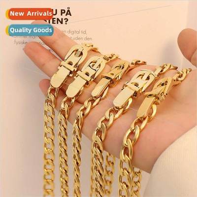 Europe strap buckle bracelet women tanium steel gold necklac