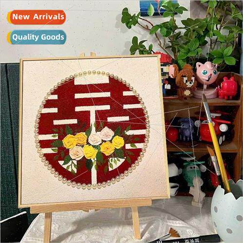 Red Double Happiness handmade diy quartz sacrylic texture pa