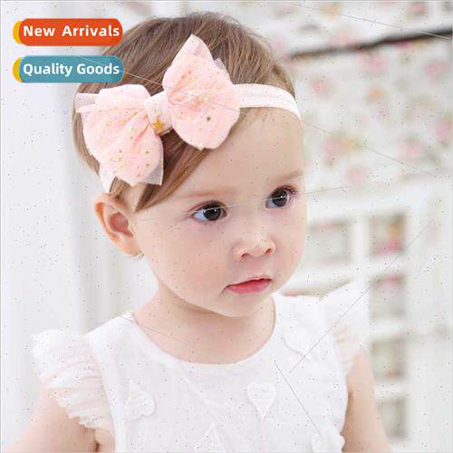 Baby photo jewelry Korean hot gold pentagram mesh bow hair b