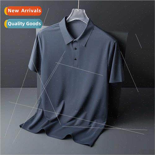 Ice silk Polo shirt men 2023 summer new solid color lapel sh