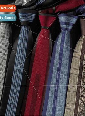 Casual tie men Korean narrow  6cm black red posioning stripe