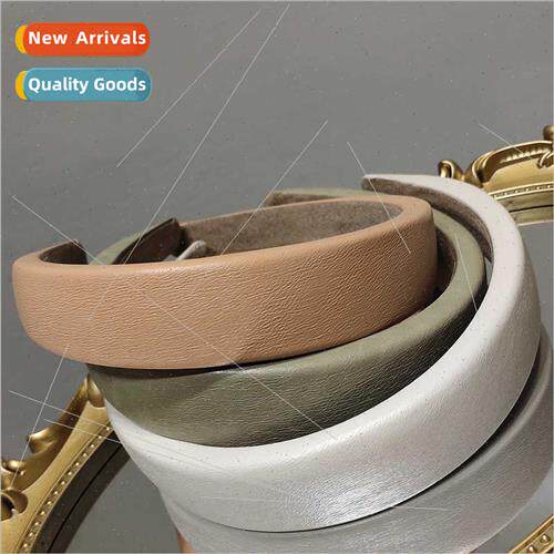 Korea sponge hair band texture leather outer wear hairpin si