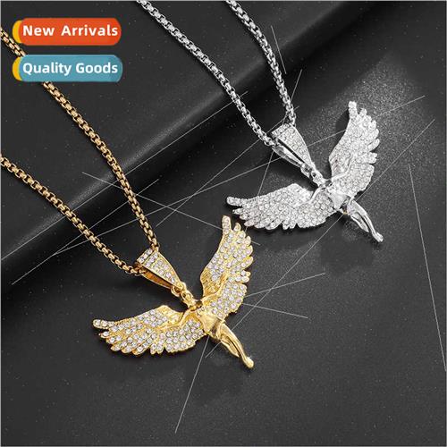 Vintage Gold Diamonds Angel Wings Rap Hip Hop Necklace适用Me