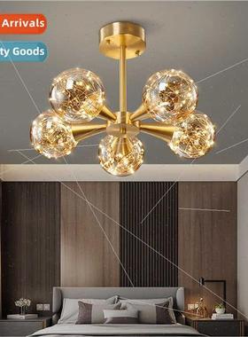 Full star bedroom ceiling light full copper simple modern li