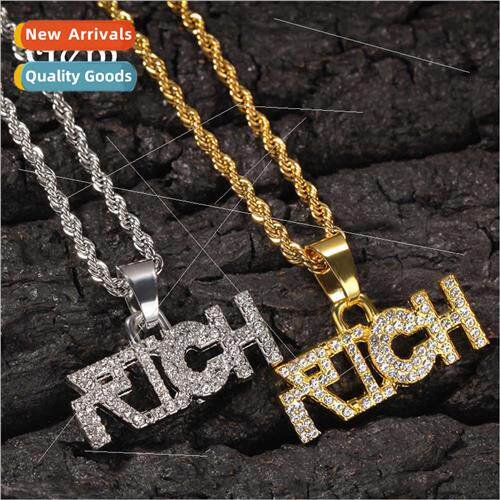 Hip hop new full diamond RICH English letters pendant HIPHOP