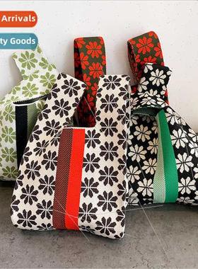 Korean  niche flowers color blocking knted undershirt handba