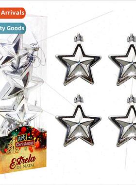Christmas decorations 6cm shaped plastic ball silver pentagr