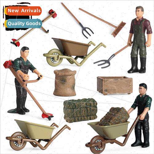 Poultry Animal Accessories Model Farm Farmer Cart Set Ranch