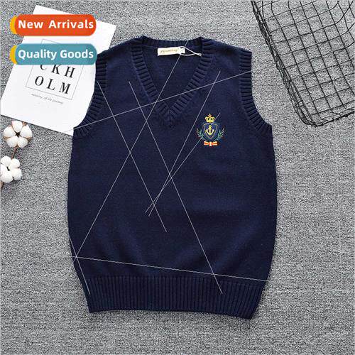 New Boat Meow Gold Crown Pattern Embroidered Sweater Vest JK