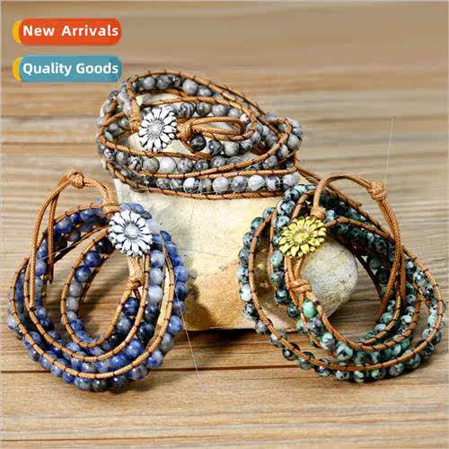 Ethnic hand-woven natural stone bracelets 适用men women  bea