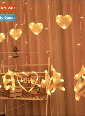 led star curtain lights love creative happy birthday scene h