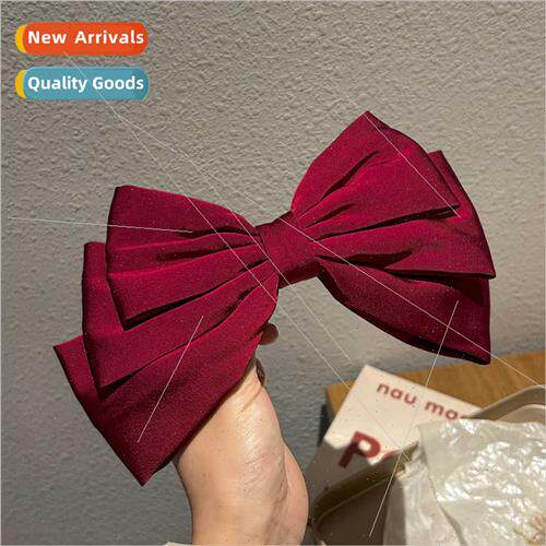 Satin Large Bow Headdress Spring Clip Premium Feeling Clip B