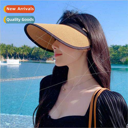 2023 Korean  hat female metal label sunscreen hollow top sun