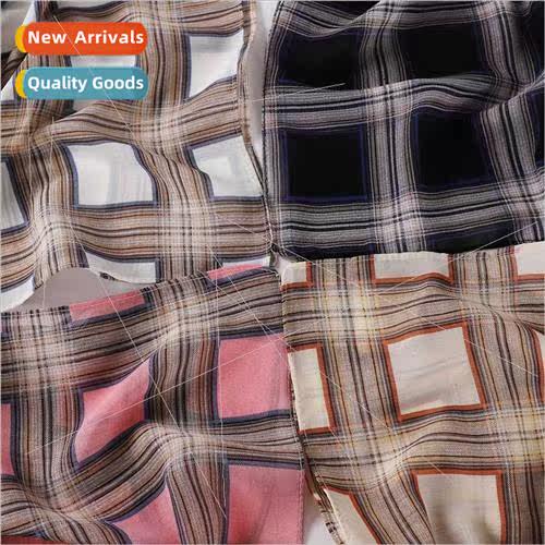 New retro large plaid 4 colors pearl chiffon printed scarf w