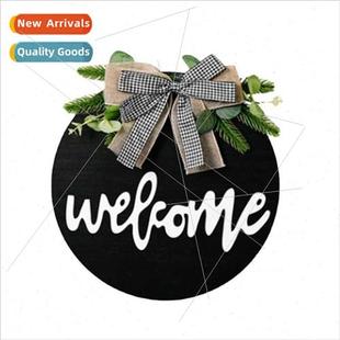 Wooden Welcome Bow American Dec Sunflower Rustic New Door