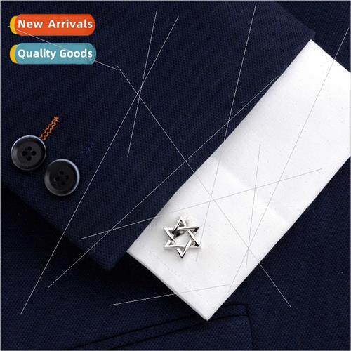 high-end clothing metal cufflinks lucky silver hexagonal sta