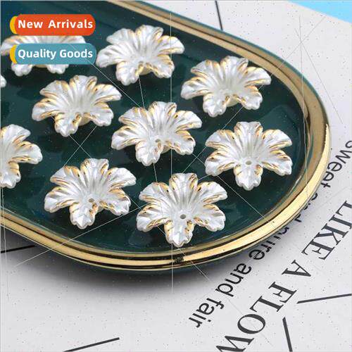 diy handmade beading materials gold rimmed pearl petal beads