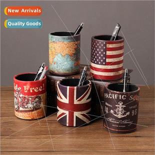 American retro pen holder desktop stationery storage bedroom