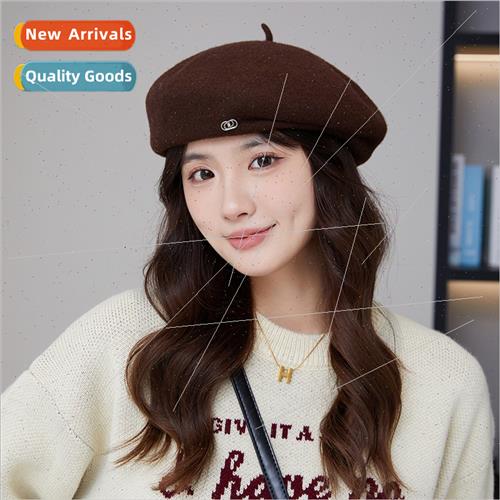 The new fashion tweed retro beret Japanese show face small h