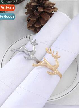 New Elk Napkin Ring Metal Plating Christmas Napkin Clasp Gol