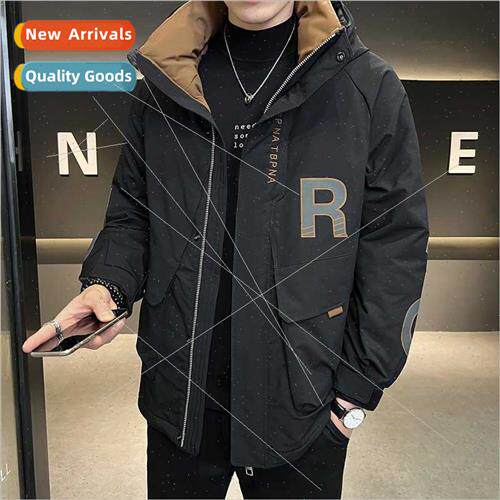 2023 new down jacket men winter mid-length tide work model j