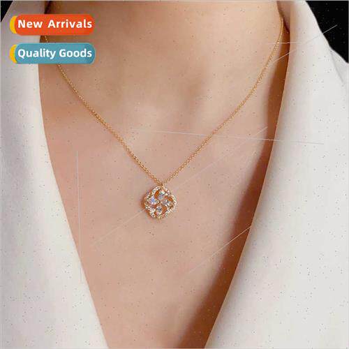 che delicate fashion zirconia four-leaf flower necklace smal