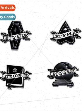 Europunk Coffin Book Wchcraft Brooch