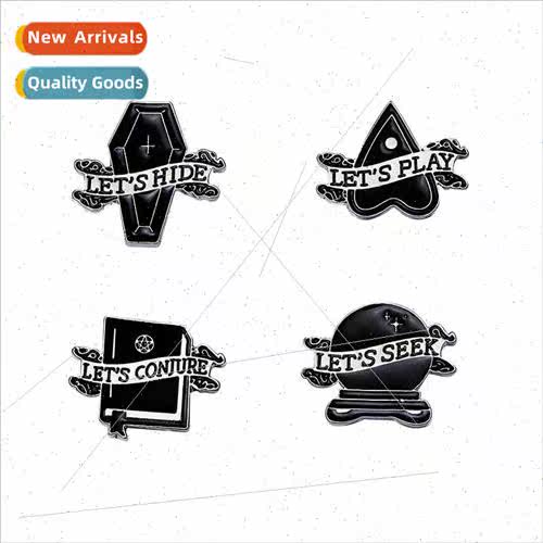 Europunk Coffin Book Wchcraft Brooch