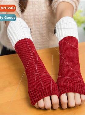 Korean  new color blocking gloves arm sleeve sleeve wool knt