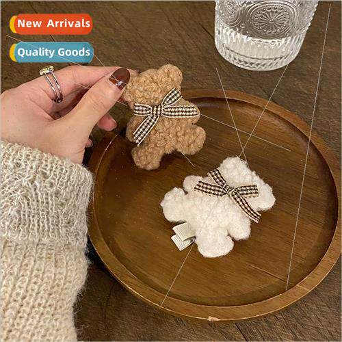 Plush bear hair clips girls cute clip plush duckbill clip bo