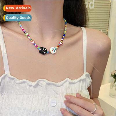 Genki childish cat colorful beaded necklace summer dopamine