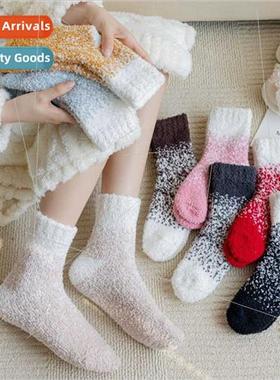 Socks winter women mid-calf autumn new coral velvet plus vel