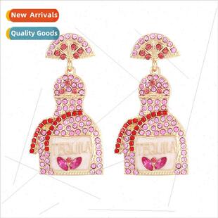 hig New fashion earrings personalized bottle diamond wine