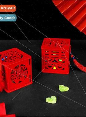 Vintage Chinese wooden wedding candy box creative wedding ha