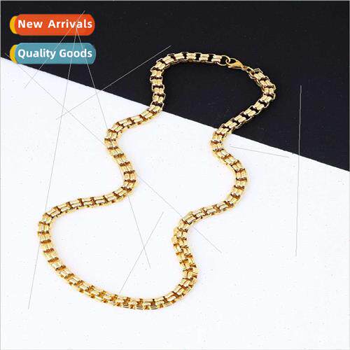 2023 Europe New Gold Square Back Chain Necklace Men Hip Hop