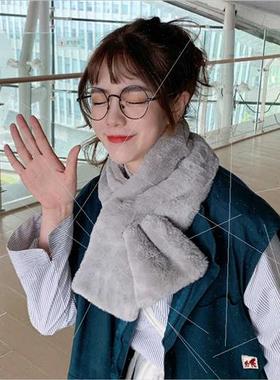 Korean  imation rabb hair scarf fall winter furry scarf stud