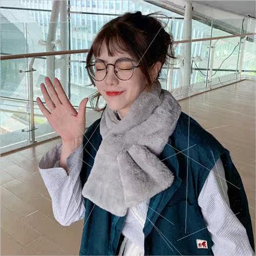 Korean  imation rabb hair scarf fall winter furry scarf stud