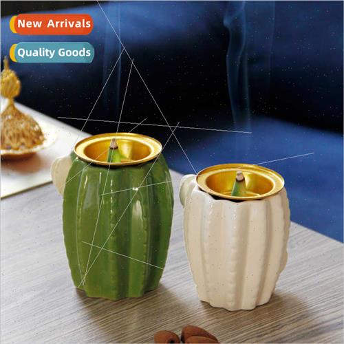 Creative natural Scandinavian rustic ceramic cactus incense