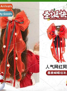 Christmas hair clips cute bow children tie hair ribbons elk