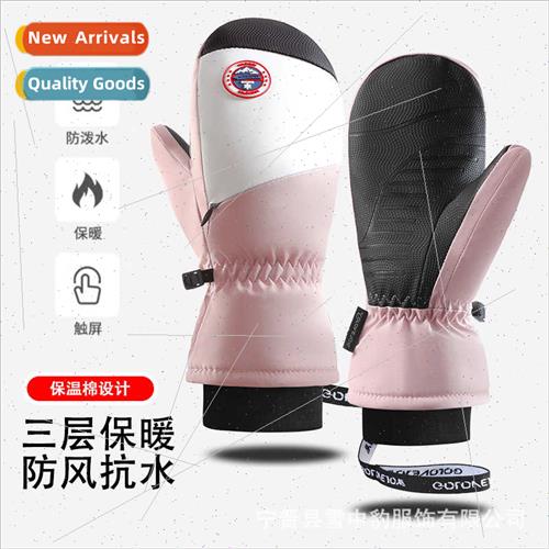 Ski gloves winter female snowboard padded thick warm wear wa
