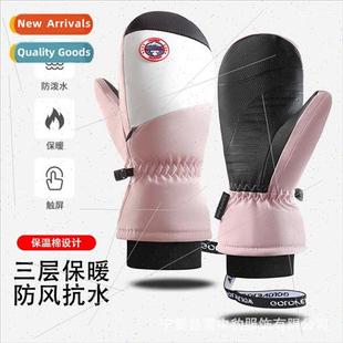 Ski gloves winter female snowboard padded thick warm wear wa