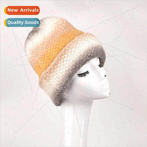 Hat female Autumn winter new wool gradient color knted wool