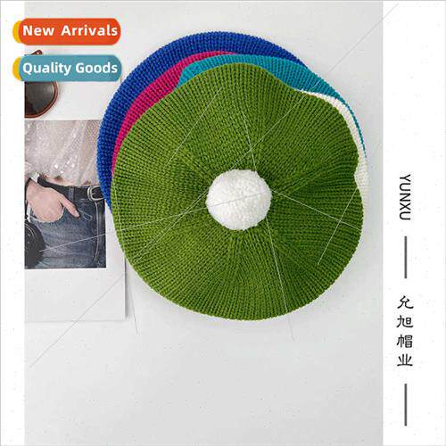 Cute hairball Korean students clashing color beret children