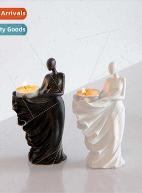 mple abstract figure resin candle holder small round cup tea