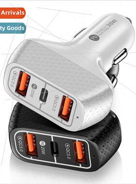 One tow three 2A 2USB+Type-c car charger 2USB interface car