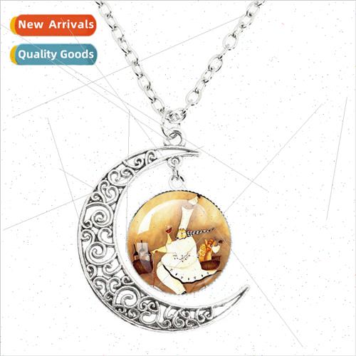 New cartoon chef dome glass dome pendant moon necklace Diy h